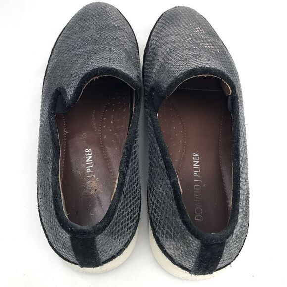 Donald J Pliner Mickey Metallic Sparkle Faux Snakeskin Slip On Sneaker Loafers - Picture 8 of 13